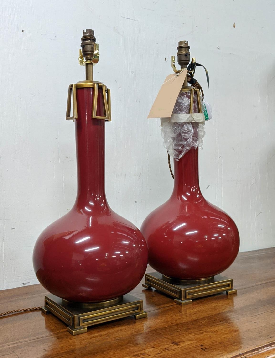 PAOLO MOSCHINO ADESSA TABLE LAMPS, a pair, oxblood finish, 60cm H. (2) - Image 2 of 7