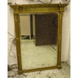 PIER MIRROR, 106cm H x 82cm, Regency giltwood and gesso with cluster column pilasters.