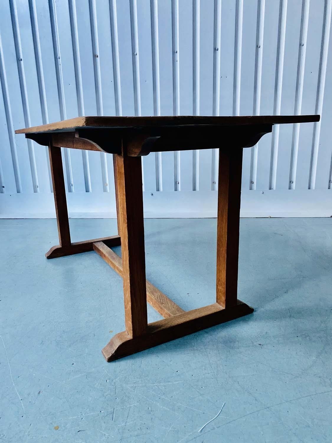 DINING TABLE, early 20th century oak restrained rectangular form raised upon simple double - Image 5 of 5