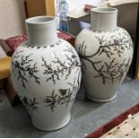 PAOLO MOSCHINO YUAN DYNASTY KWANYIN VASES, a pair, with magpie on tree design, 72cm H. (2)