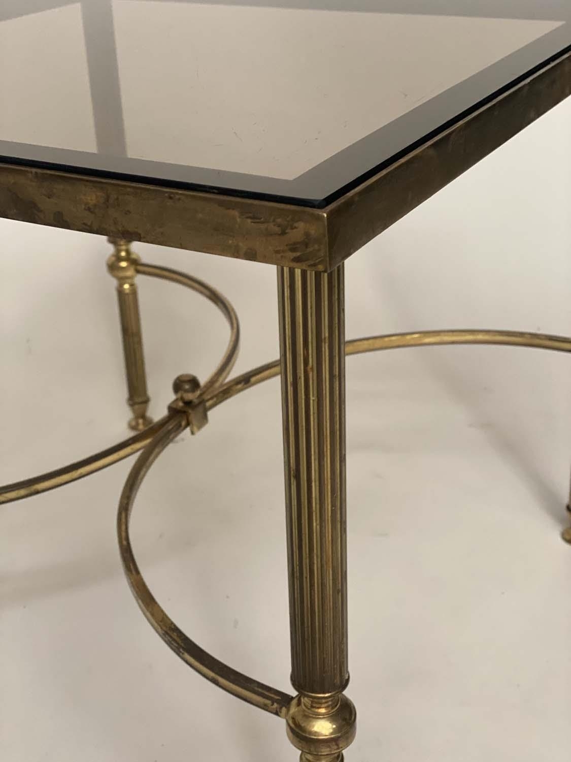 LAMP TABLES, 41cm H x 46cm W x 46cm D, a pair, Regency style square glazed with reeded and - Image 3 of 5