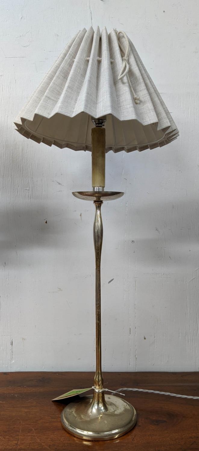 TABLE LAMPS, a pair, faux candlestick design with shades, 75cm H. (2) - Image 2 of 6