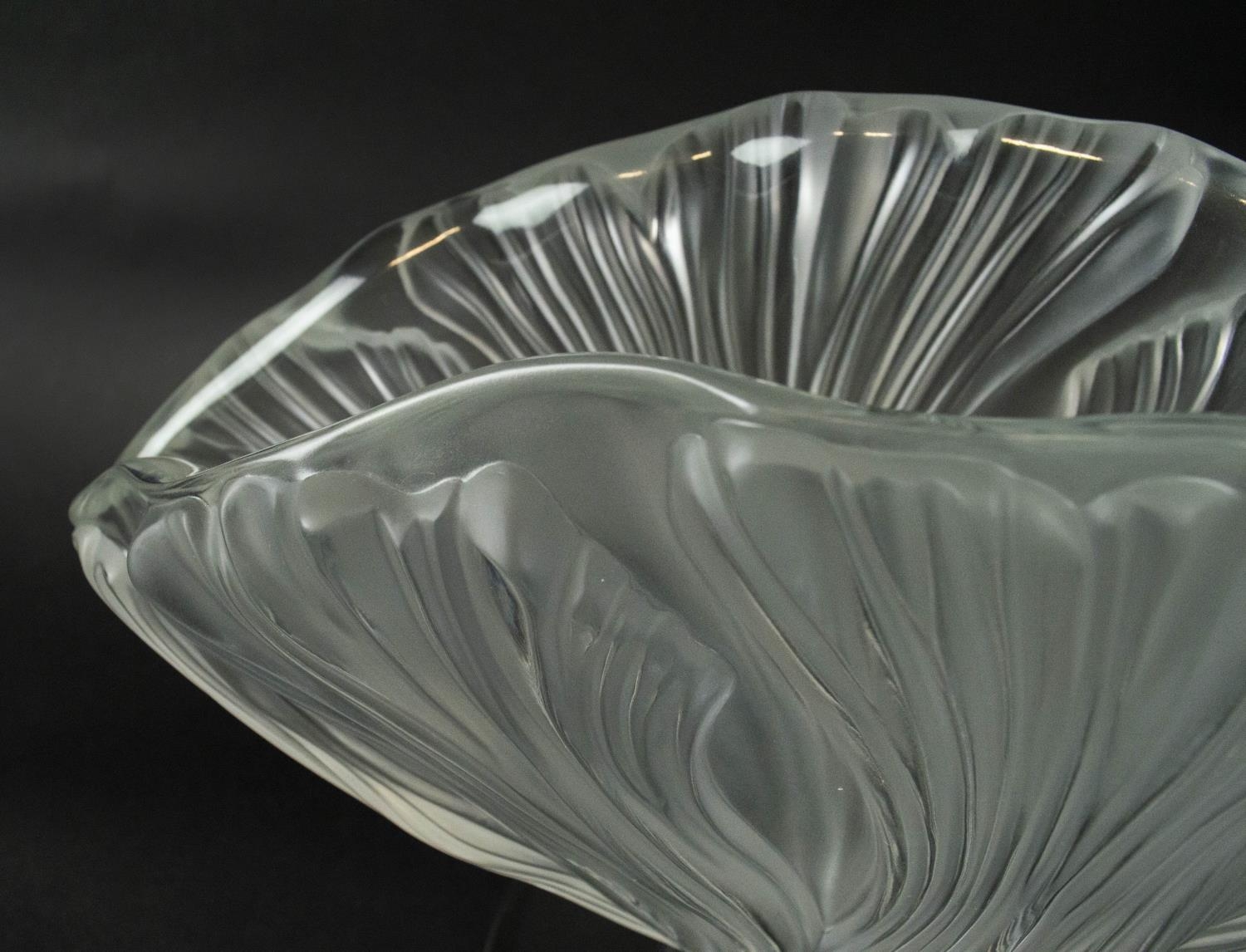 LALIQUE PEDESTAL VASE, frosted, signed to underside, naturalistic design in the form of tulip, - Image 4 of 7