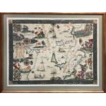 AFTER GERARDUS MERCATOR (1512-1594), 'Africa and Europa', reproduction map, 94cm x 74cm, framed