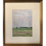 VV SOSNOVSKI (1922-1990), 'Vista with pylons outside Odessa', oil on board, glazed and framed,