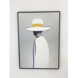 CONTEMPORARY SCHOOL FASHION PRINT ON CANVAS, 140cm x 100cm, framed.