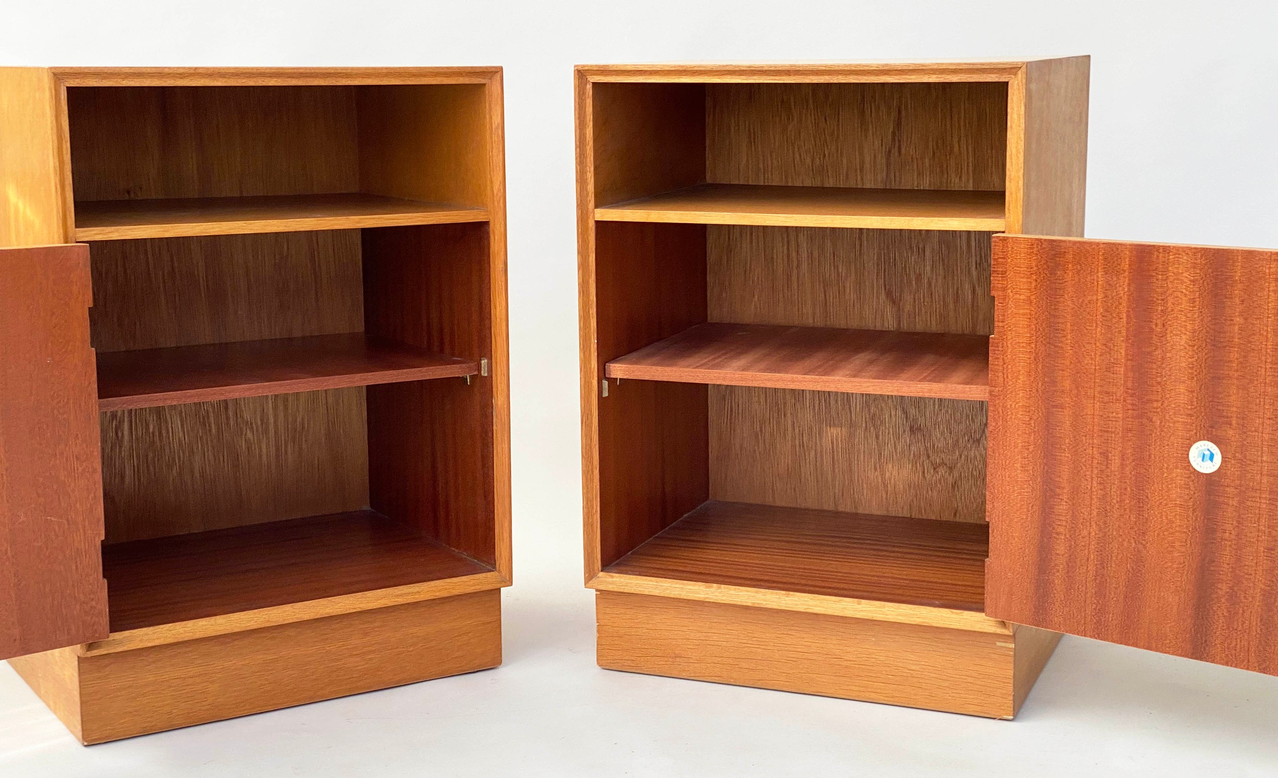 MEREDEW CABINETS, a pair, 1960s oak each with panelled door enclosing shelf, 46cm W x 36cm x 65cm H. - Image 6 of 8