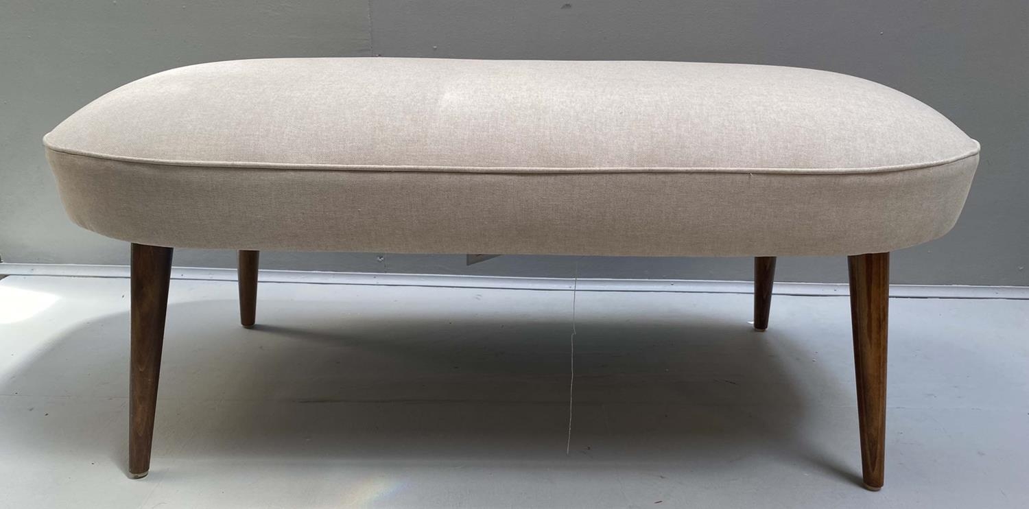 FOOTSTOOL, 46cm H x 106cm W x 54cm D, 1950s Italian style, neutral upholstery. - Image 3 of 4