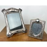 SILVER PHOTOFRAME, Art Nouveau and a silver plated embossed frame with heart shape. 2