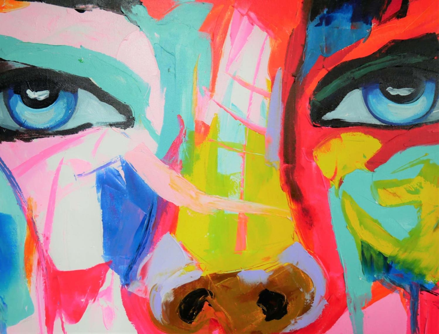 CONTEMPORARY SCHOOL, untitled portrait, acrylic on canvas, 120cm H x 100cm W. - Image 4 of 4