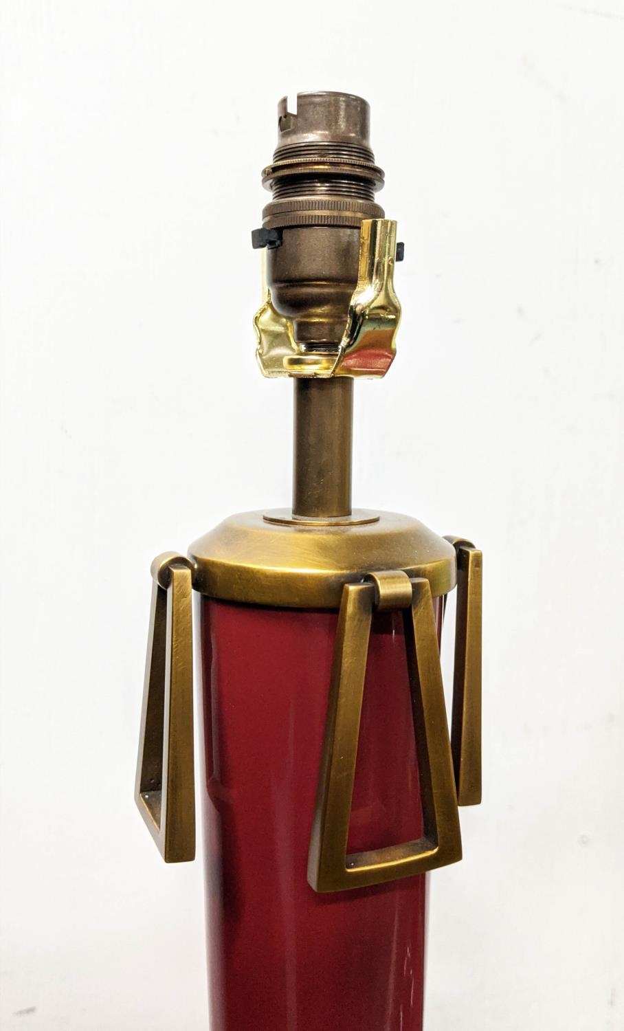 PAOLO MOSCHINO ADESSA TABLE LAMPS, a pair, oxblood finish, 60cm H. (2) - Image 6 of 7