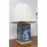 TABLE LAMP, 63cm H Chinese export style blue and white ceramic with shade.