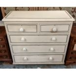 CHEST, 95cm W x 89.5cm H x 43cm D Victorian and later painted pine with two short above three long