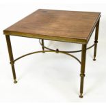 LAMP TABLE, Regency design brass with a square mahogany top, 43cm H x 54cm x 54cm.