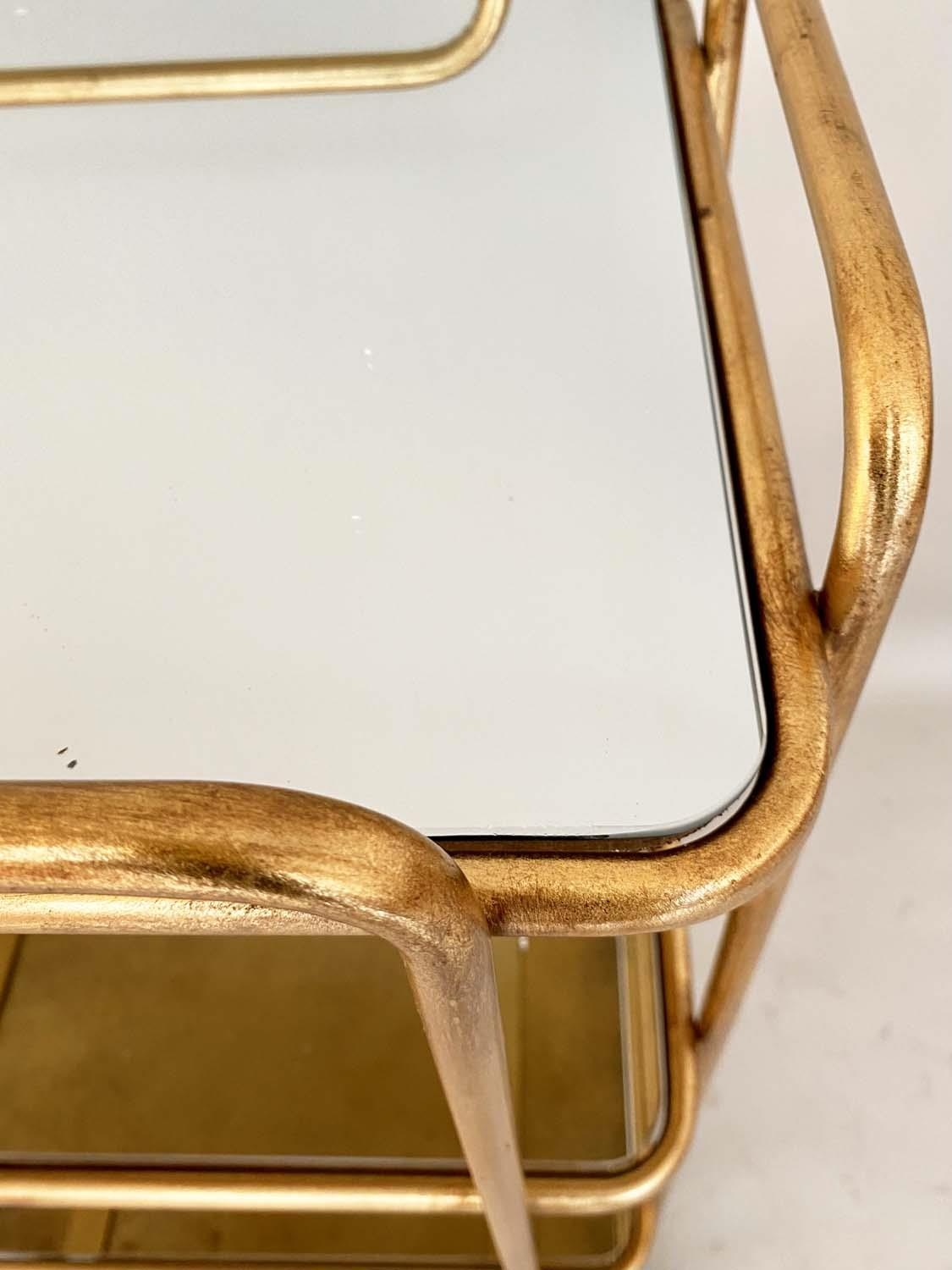 COCKTAIL BAR TROLLEY, 90cm H x 52cm W x 38cm D, 1970s Italian style, gilt metal and mirror. (2) - Image 4 of 5