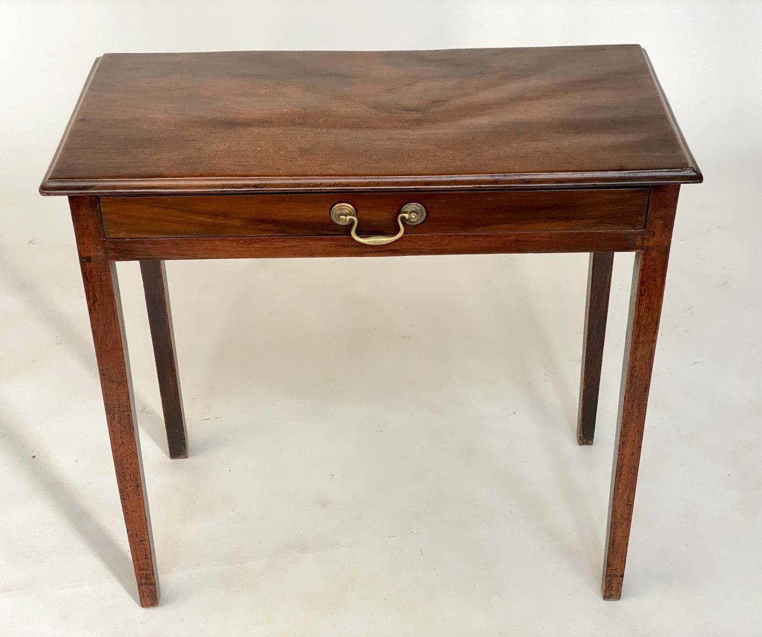 HALL/WRITING TABLE, George III mahogany with full width frieze drawer and square supports, 78cm W