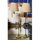 FLOOR READING LAMPS, a pair, 102cm H, adjustable arms. (2)