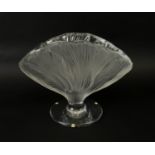 LALIQUE PEDESTAL VASE, frosted, signed to underside, naturalistic design in the form of tulip,