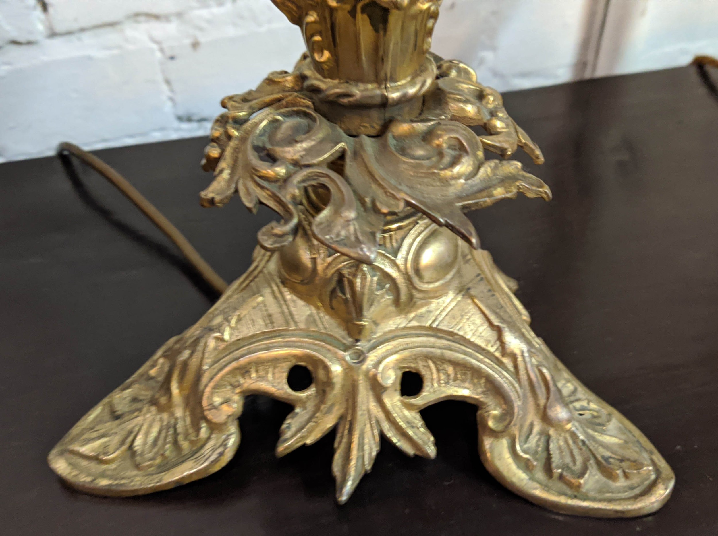 ORMOLU CANDLESTICKS, a pair, 59cm H converted into table lamps. (2) - Image 4 of 5