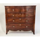 SCOTTISH HALL CHEST, early 19th century Scottish flame mahogany of adapted shallow proportions