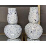 PAOLO MOSCHINO DOUBLE GOURD VASES, a pair, with light blue splatter design, 37cm H. (2)