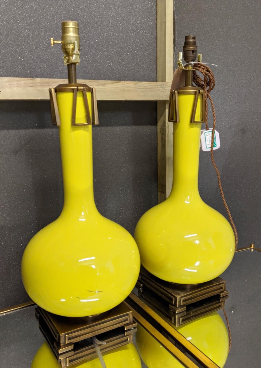 PAOLO MOSCHINO ADESSA TABLE LAMPS, a pair, citron finish, 60cm H. (2) - Image 2 of 4