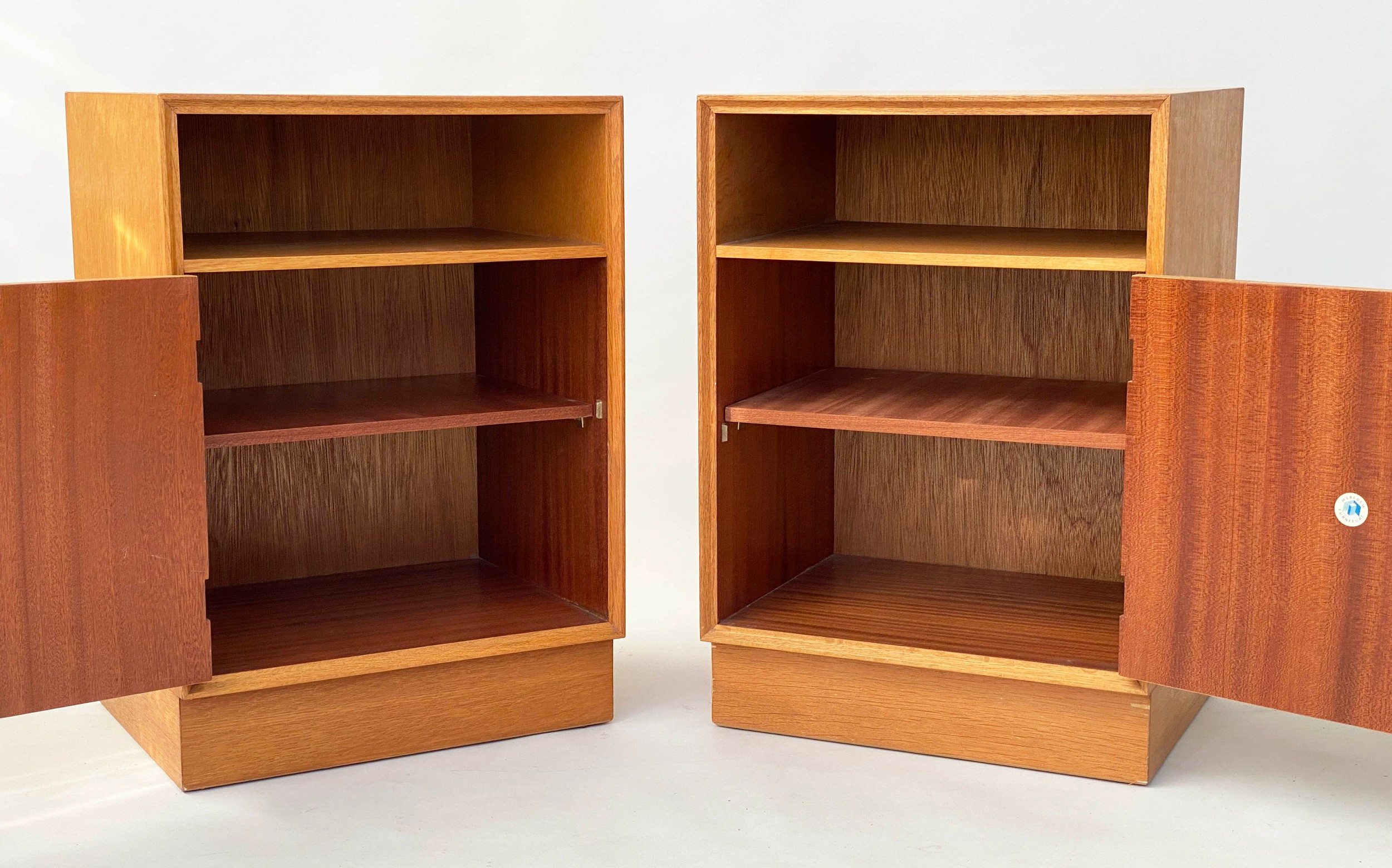 MEREDEW CABINETS, a pair, 1960s oak each with panelled door enclosing shelf, 46cm W x 36cm x 65cm H. - Image 5 of 8