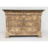 COMMODE, 19th century French Louis Philippe figured walnut and silvered metal mounted with marble