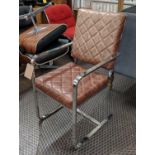 DESK CHAIR, leather quilted, 50cm x 98cm H.