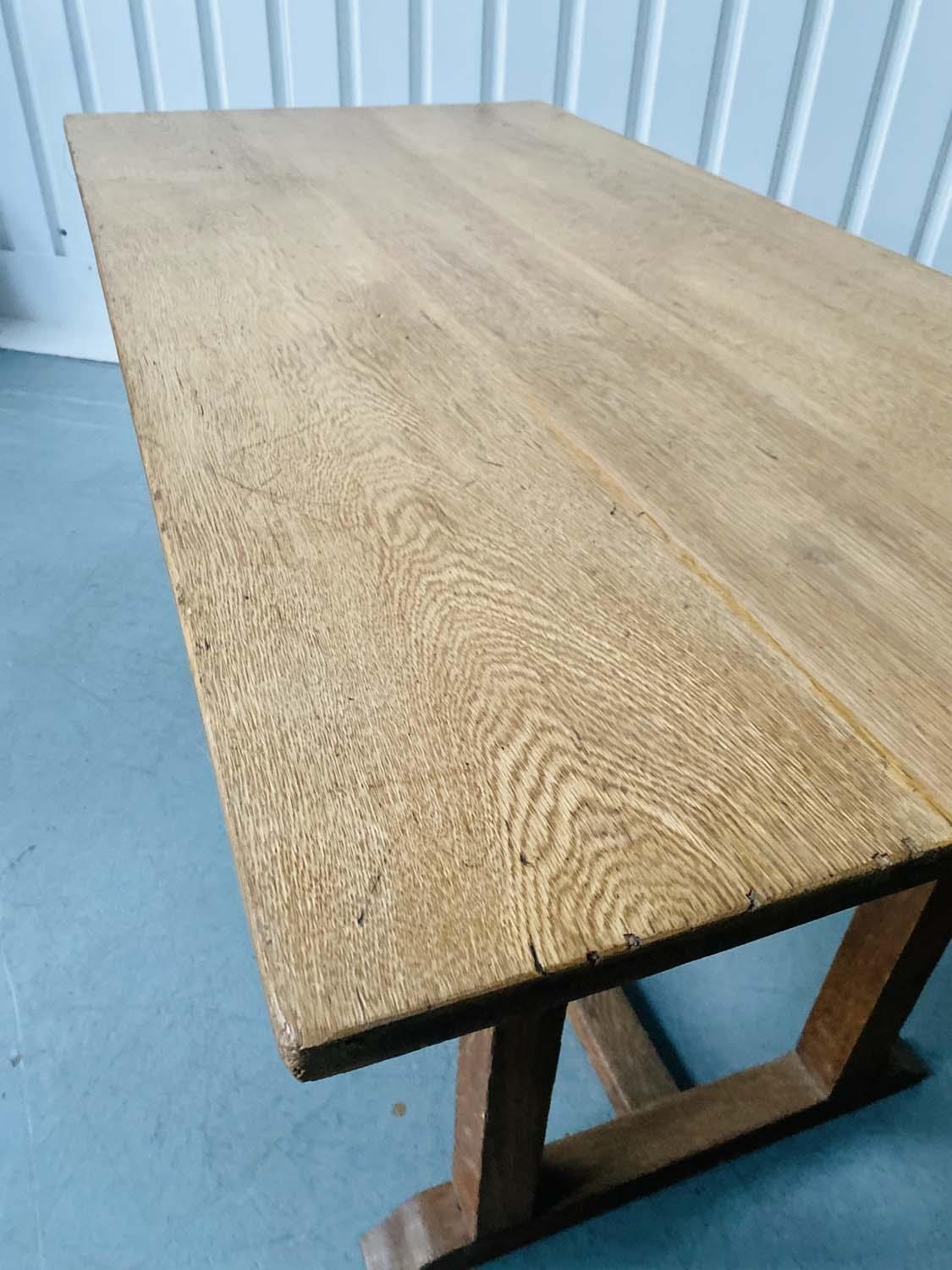 DINING TABLE, early 20th century oak restrained rectangular form raised upon simple double - Image 4 of 5