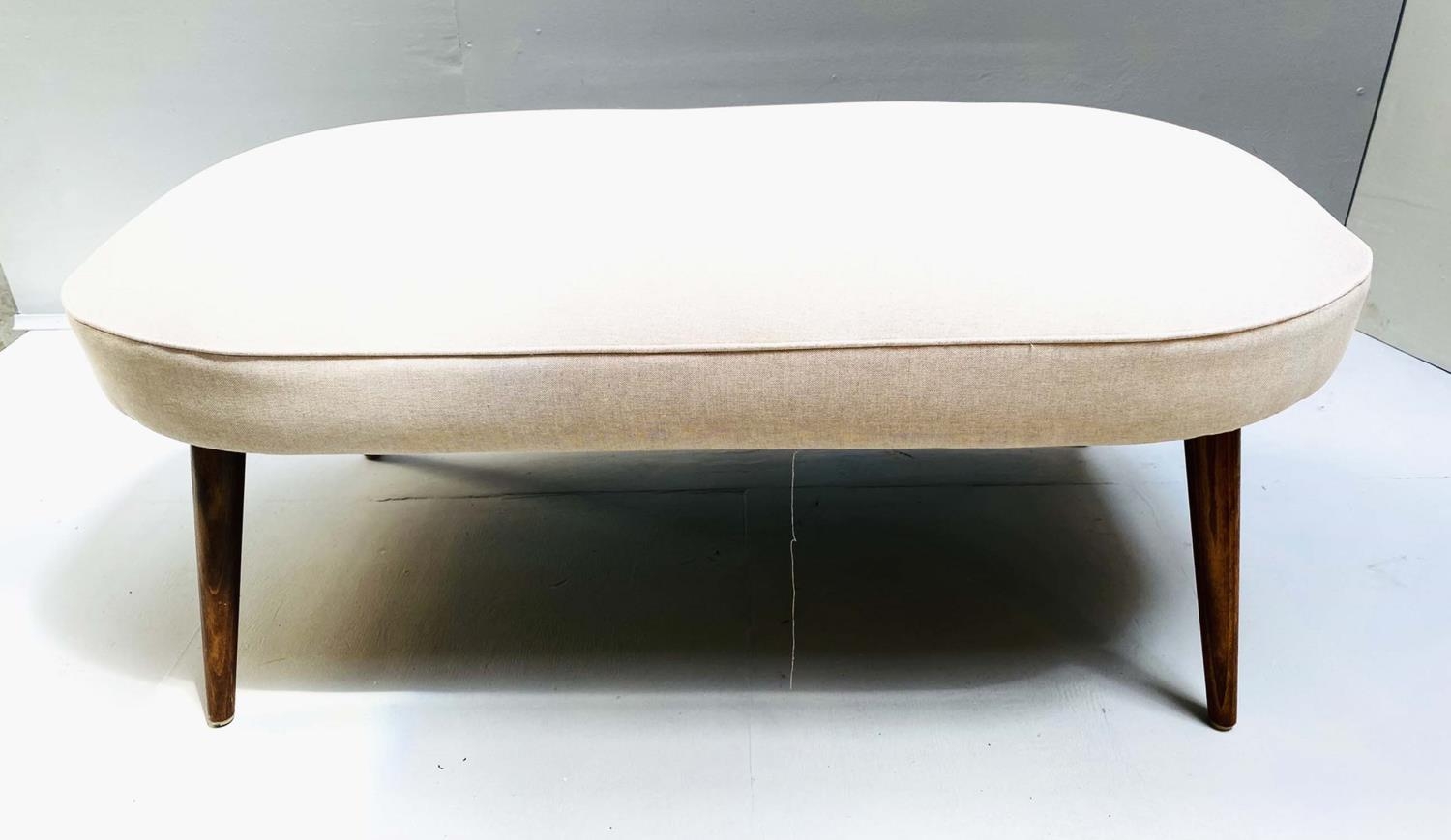 FOOTSTOOL, 46cm H x 106cm W x 54cm D, 1950s Italian style, neutral upholstery. - Image 2 of 4