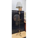 FLOOR LAMP, 177cm H, 1950's Italian style, leathered detail with shade.