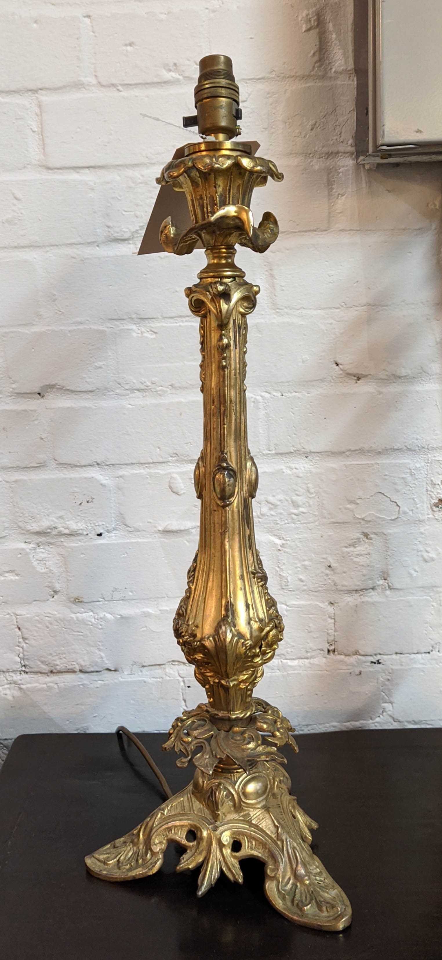 ORMOLU CANDLESTICKS, a pair, 59cm H converted into table lamps. (2) - Image 3 of 5