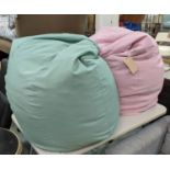 ZANOTTA SACCO BEAN BAGS, a set of two, by Gatti, Paolini & Teodoro, one in green, other in pink. (2)