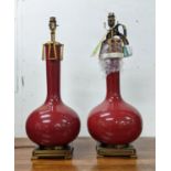 PAOLO MOSCHINO ADESSA TABLE LAMPS, a pair, oxblood finish, 60cm H. (2)