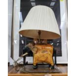 ELEPHANT TABLE LAMP, base 41cm x 63cm H, 33cm H Indian painted and carved wood, with shade.