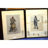 PAIR OF INTERESTING MILITARY STYLE FRAMED PICTURES - JOCK & LE POILU
