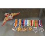 SET OF MINIATURE DRESS MEDALS & MILITARY BADGE