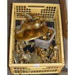 BOX WITH ASSORTED BRASS WARE
