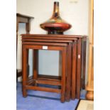 NEST OF 4 STAINED TABLES & DECORATIVE VASE