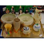 TRAY WITH VARIOUS PIECES OF CLARICE CLIFF POTTERY