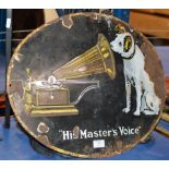 VINTAGE HIS MASTERS VOICE ENAMEL ON METAL SIGN