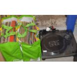 GEMINI TURNTABLE & 2 BAGS WITH VARIOUS RECORDS