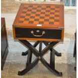 REPRODUCTION CAMPAIGN STYLE GAMES TABLE WITH SINGLE DRAWER