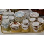 TRAY WITH VARIOUS TEA WARE, ROYAL ALBERT, TUSCAN ETC