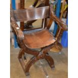 VINTAGE LEATHER SADDLE STYLE CHAIR