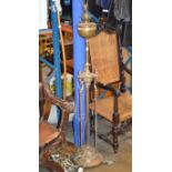 TELESCOPIC BRASS PARAFFIN FLOOR LAMP CONVERTED TO ELECTRIC