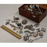 VARIOUS SILVER JEWELLERY, RUSSIAN SILVER & ENAMEL SPOON, VARIOUS SILVER BROOCHES, CELTIC STYLE