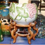 LARGE PLANTER & ORIENTAL STYLE PLANT STAND