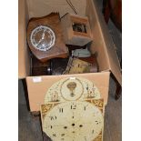 BOX WITH ASSORTED CLOCK PARTS & CLOCK CASES